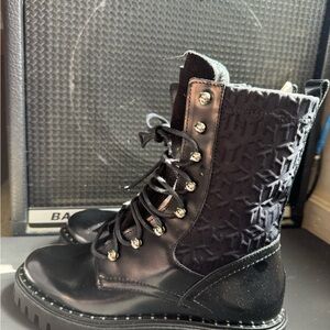 Tommy Hilfiger Black Combat Lace Up Boots NWB Organic